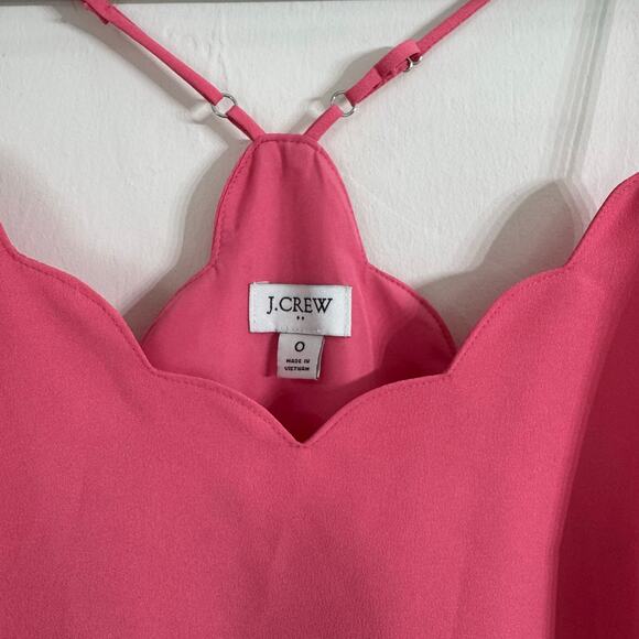 J.Crew Pink Tea Rose Scalloped Crepe Cami Tank Top Size 0 - Picture 3 of 6